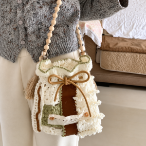 Soft neutral handmade crochet bag collection