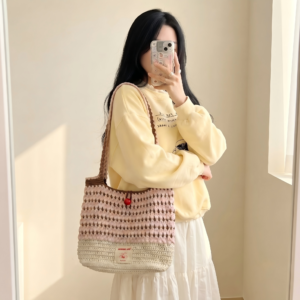 Pink wave crochet tote bag collection