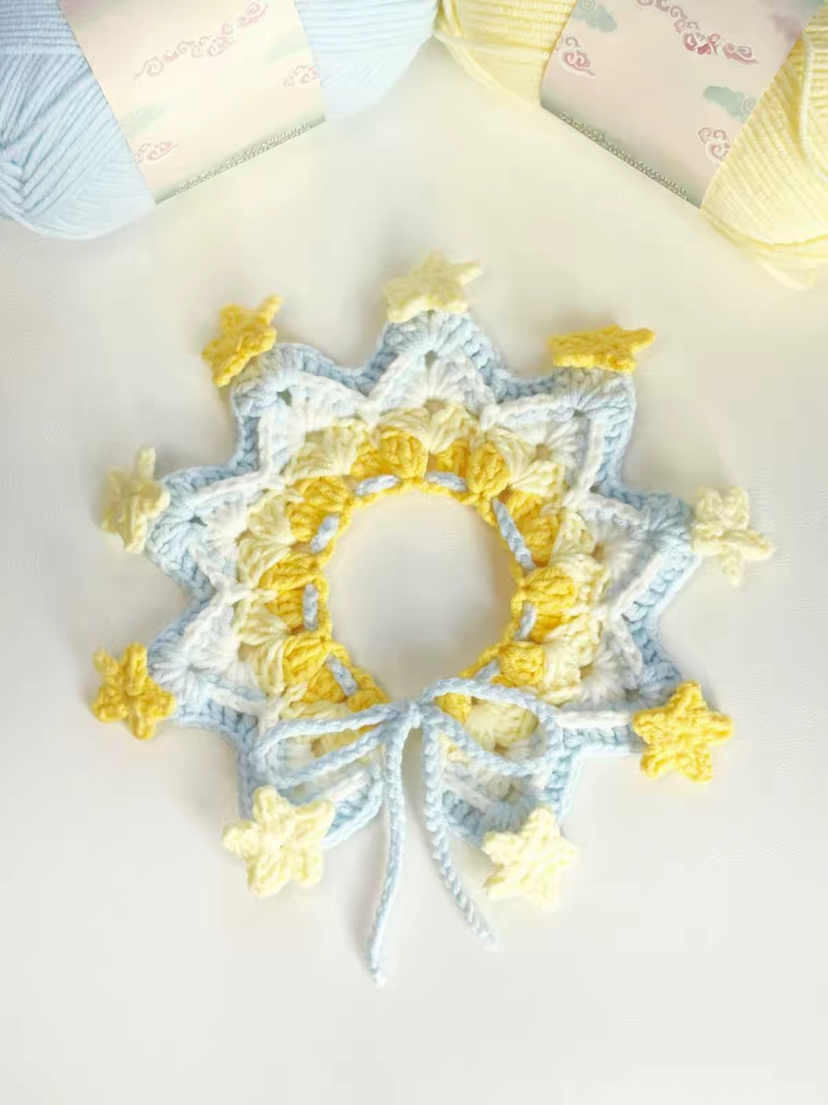 Handmade Crochet Cat Collar Scarf - Flower and Star Pet Neckwear - Image 8