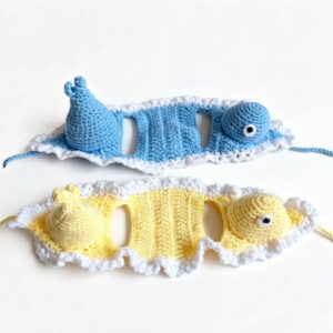 Handmade Crochet Fish Cat Hat - Soft Yarn Pet Bonnet