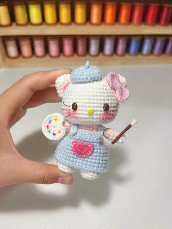 Blue Painter crochet kitty inspired doll