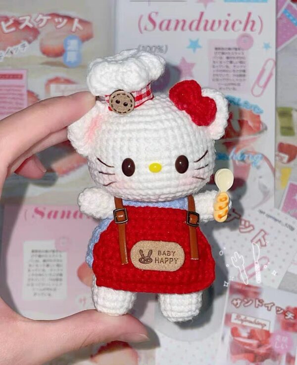 Red Apron crochet kitty inspired doll