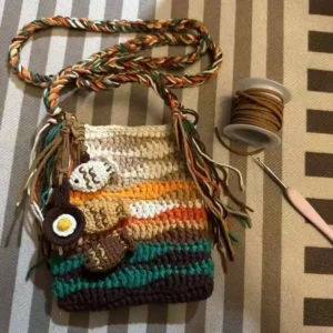 Handmade Crochet Fish Charm Crossbody Bag