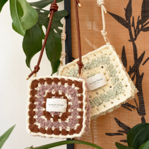 Handmade Crochet Colorblock Crossbody Bag